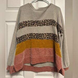 Lovely Melod Leopard Color Block Sweater